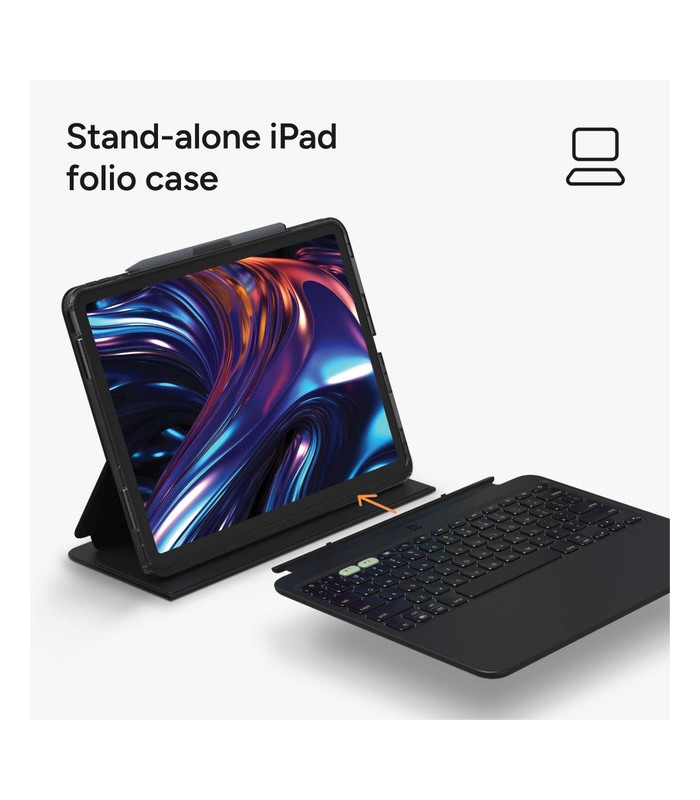کیبورد زگ مناسب آیپد ایر ۱۳ اینچی M4, M3, M2 مدل ZAGG Pro Keys 2 Tablet Keyboard Case  - رنگ مشکی