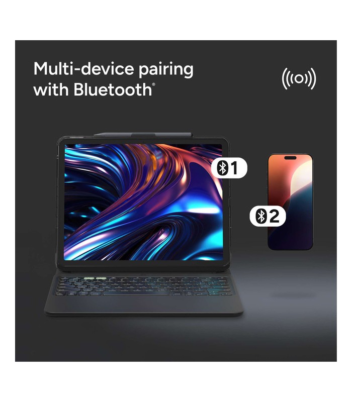 کیبورد زگ مناسب آیپد ایر ۱۳ اینچی M4, M3, M2 مدل ZAGG Pro Keys 2 Tablet Keyboard Case  - رنگ مشکی