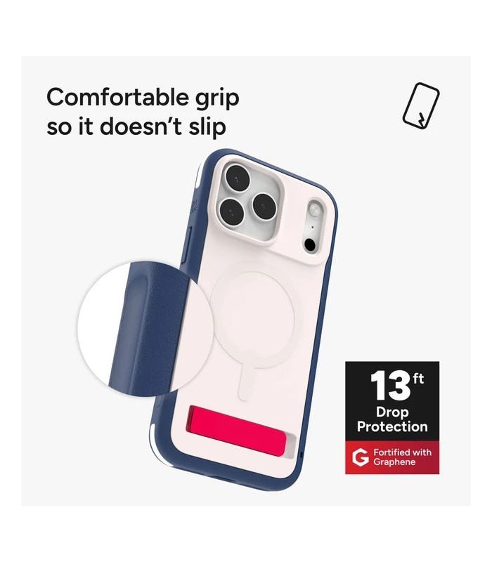 قاب مگ‌سیف آیفون زگ مدل ZAGG Sedona Snap Case with Kickstand مناسب آیفون ۱۷ پرومکس - رنگ قرمز سفید آبی