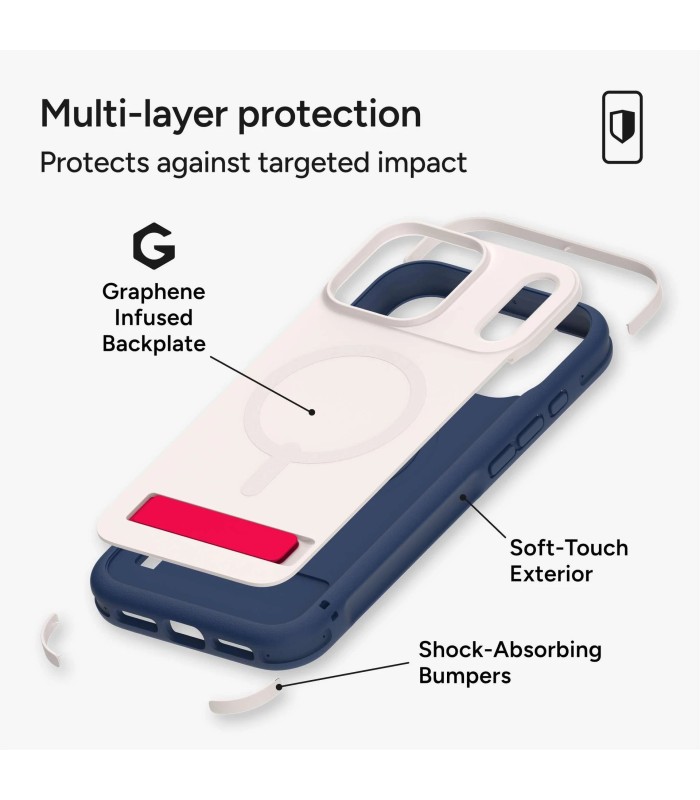 قاب مگ‌سیف آیفون زگ مدل ZAGG Sedona Snap Case with Kickstand مناسب آیفون ۱۷ پرومکس - رنگ قرمز سفید آبی