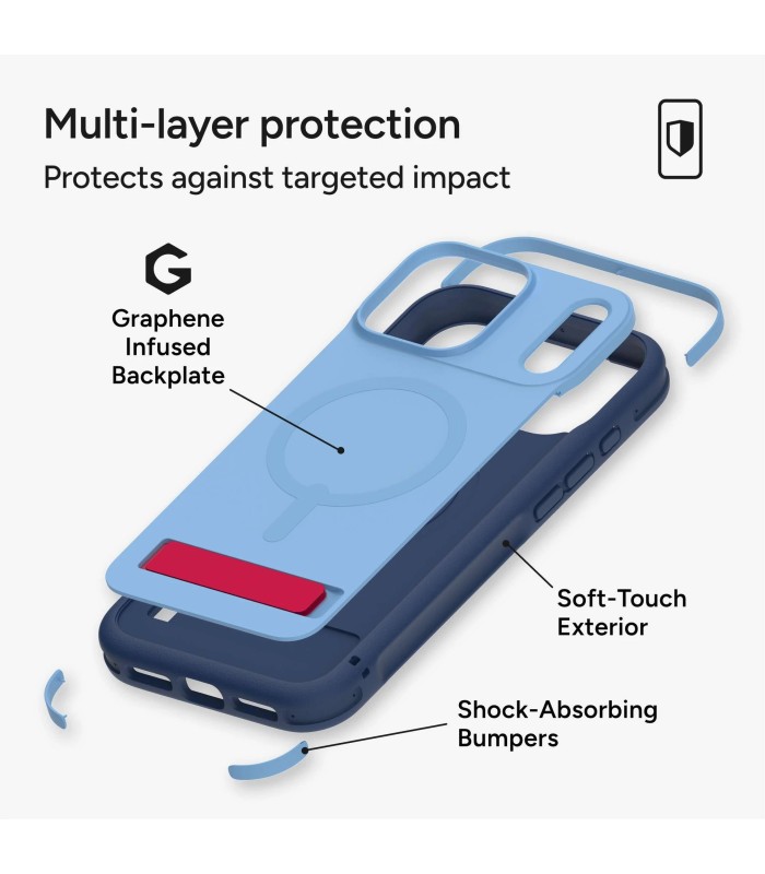قاب مگ‌سیف آیفون زگ مدل ZAGG Sedona Snap Case with Kickstand مناسب آیفون ۱۷ پرومکس - رنگ آبی