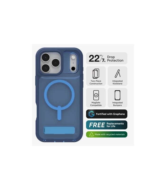 قاب مگ‌سیف آیفون زگ مدل ZAGG Rainier Snap with Kickstand مناسب آیفون ۱۷ پرومکس - رنگ آبی