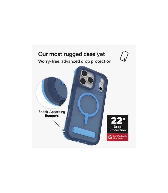 قاب مگ‌سیف آیفون زگ مدل ZAGG Rainier Snap with Kickstand مناسب آیفون ۱۷ پرومکس - رنگ آبی