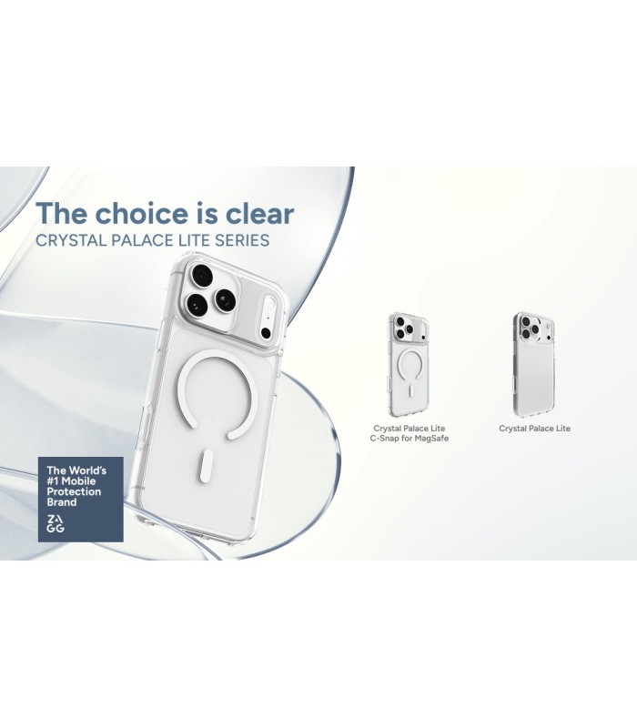 قاب مگ‌سیف آیفون زگ مدل ZAGG Crystal Palace Lite C-Snap Case مناسب آیفون ۱۷ پرومکس - رنگ شفاف