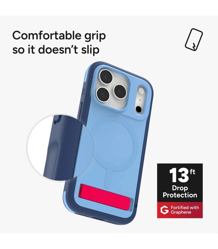 قاب مگ‌سیف آیفون زگ مدل ZAGG Sedona Snap Case with Kickstand مناسب آیفون 17 پرو - رنگ آبی
