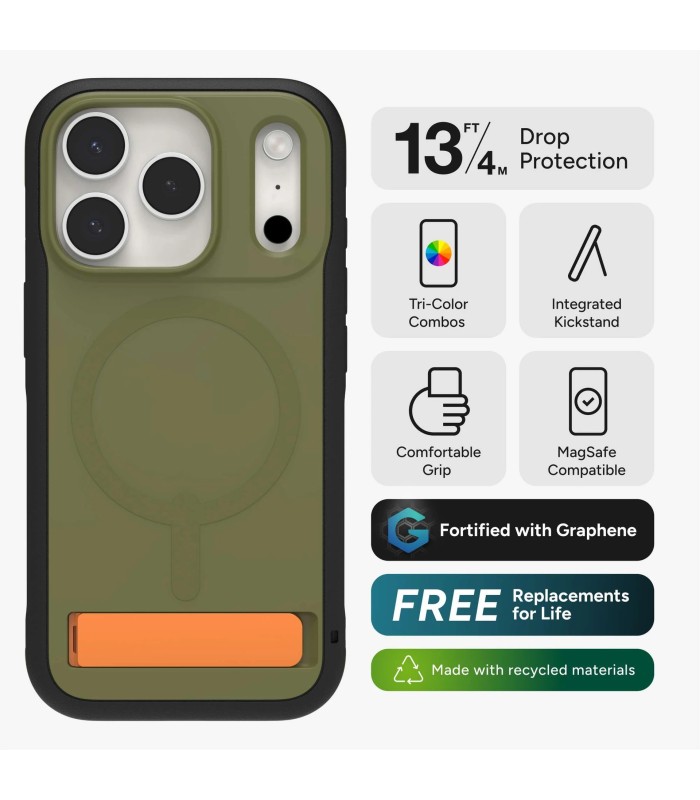 قاب مگ‌سیف آیفون زگ مدل ZAGG Sedona Snap Case with Kickstand مناسب آیفون ۱۷ پرو - رنگ سبز یشمی