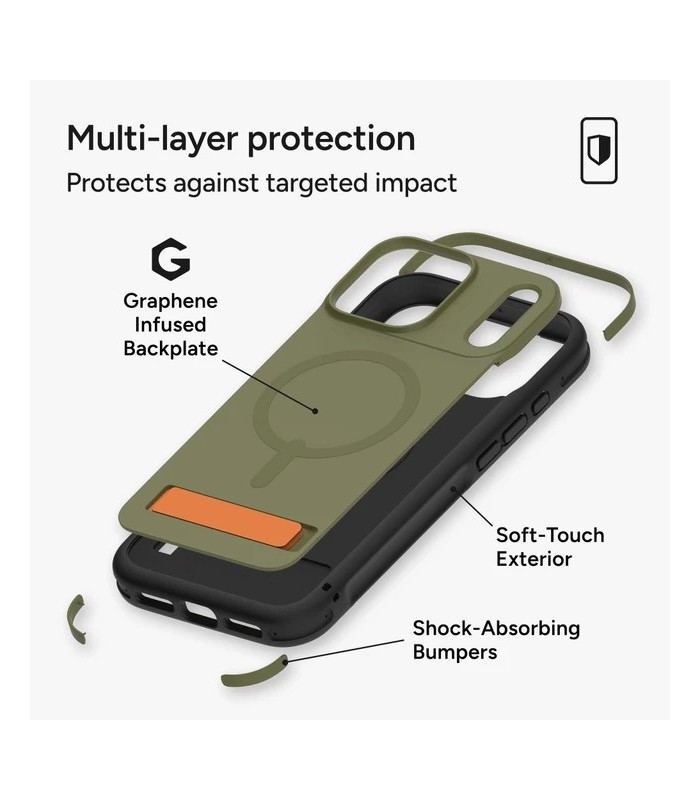 قاب مگ‌سیف آیفون زگ مدل ZAGG Sedona Snap Case with Kickstand مناسب آیفون ۱۷ پرو - رنگ سبز یشمی