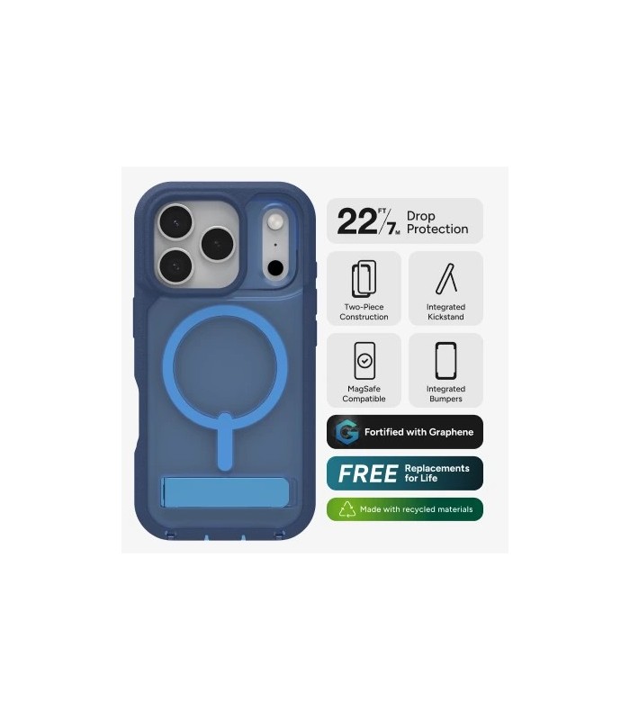 قاب مگ‌سیف آیفون زگ مدل ZAGG Rainier Snap with Kickstand مناسب آیفون ۱۷ پرو - رنگ آبی