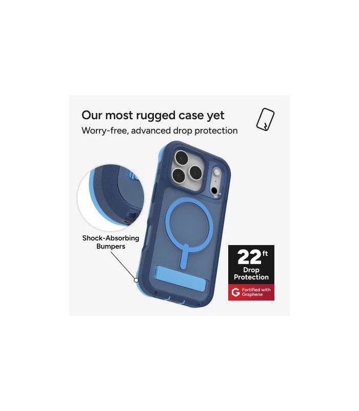 قاب مگ‌سیف آیفون زگ مدل ZAGG Rainier Snap with Kickstand مناسب آیفون ۱۷ پرو - رنگ آبی