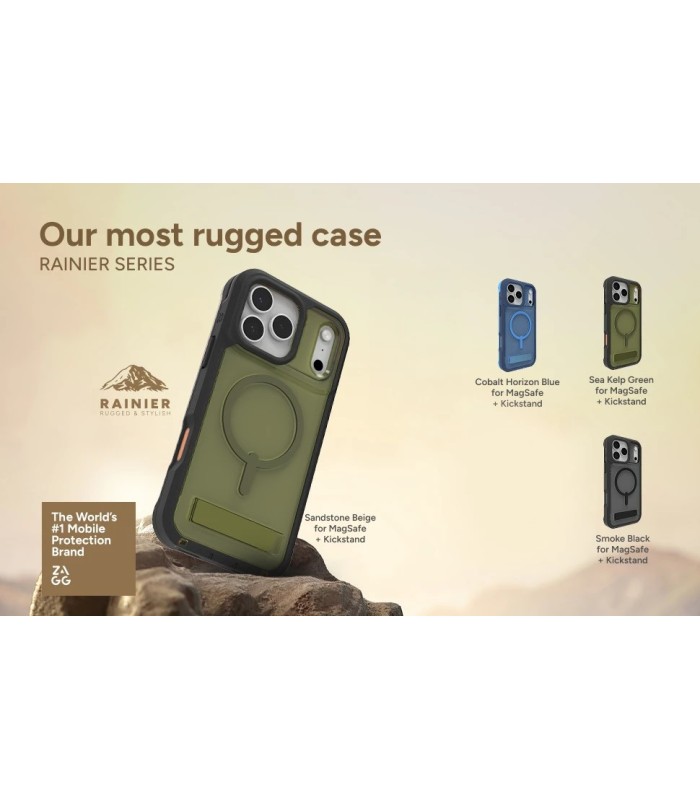 قاب مگ‌سیف آیفون زگ مدل ZAGG Rainier Snap with Kickstand مناسب آیفون ۱۷ پرو - رنگ آبی