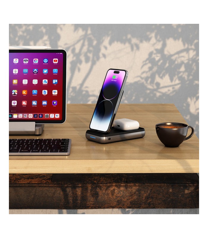 پایه شارژ بی‌سیم ساتچی مدل Satechi Duo Wireless Charger Power Stand
