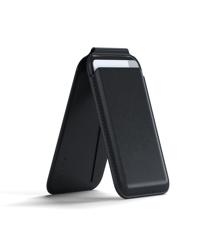 جاکارتی مگ‌سیف ساتچی مدل Satechi Vegan-Leather Magnetic Wallet Stand - رنگ مشکی
