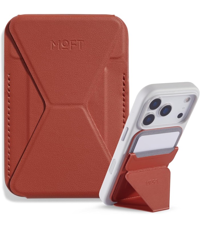 جا کارتی مگ‌سیف استند مافت مدل MOFT Snap-on Phone Stand & Wallet MOVAS - رنگ قرمز آجری