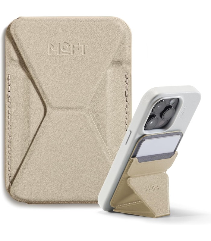 جا کارتی مگ‌سیف استند مافت مدل MOFT Snap-on Phone Stand & Wallet MOVAS - رنگ بژ