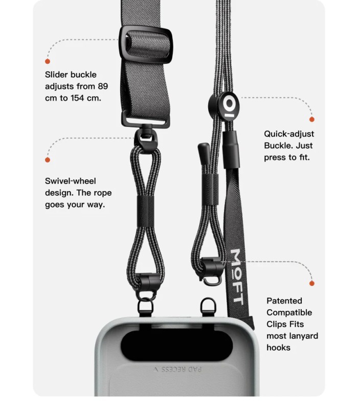 بند کراس‌بادی مافت مدل MOFT Adjustable Long Lanyard (upgraded version) - رنگ قهوه‌ای