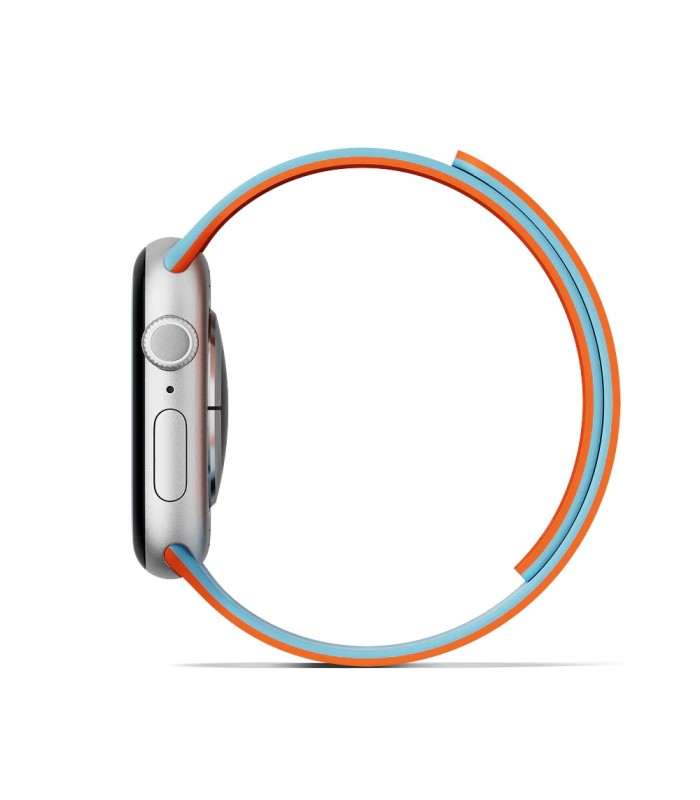 بند دورو اپل واچ مافت مناسب اپل واچ ۴۴, ۴۵, ۴۶, ۴۹ میلی‌متر مدل MOFT Snap Duo Watch Band - رنگ نیلی و نارنجی