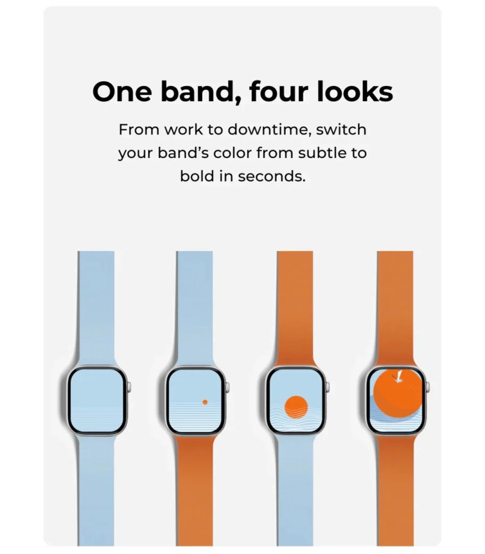 بند دورو اپل واچ مافت مناسب اپل واچ ۴۴, ۴۵, ۴۶, ۴۹ میلی‌متر مدل MOFT Snap Duo Watch Band - رنگ نیلی و نارنجی