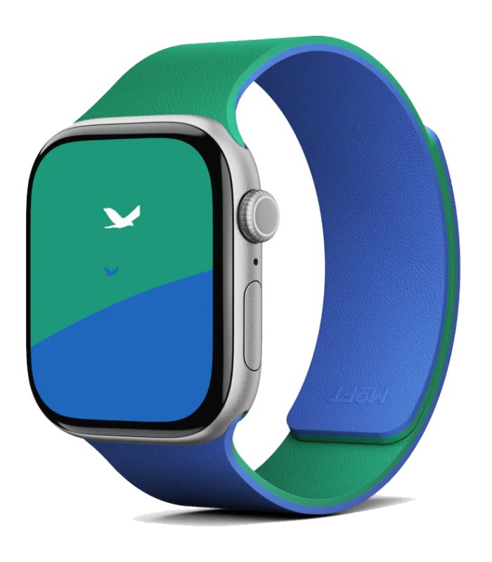 بند دورو اپل واچ مافت مناسب اپل واچ ۴۴, ۴۵, ۴۶, ۴۹ میلی‌متر مدل MOFT Snap Duo Watch Band - رنگ آبی و سبز