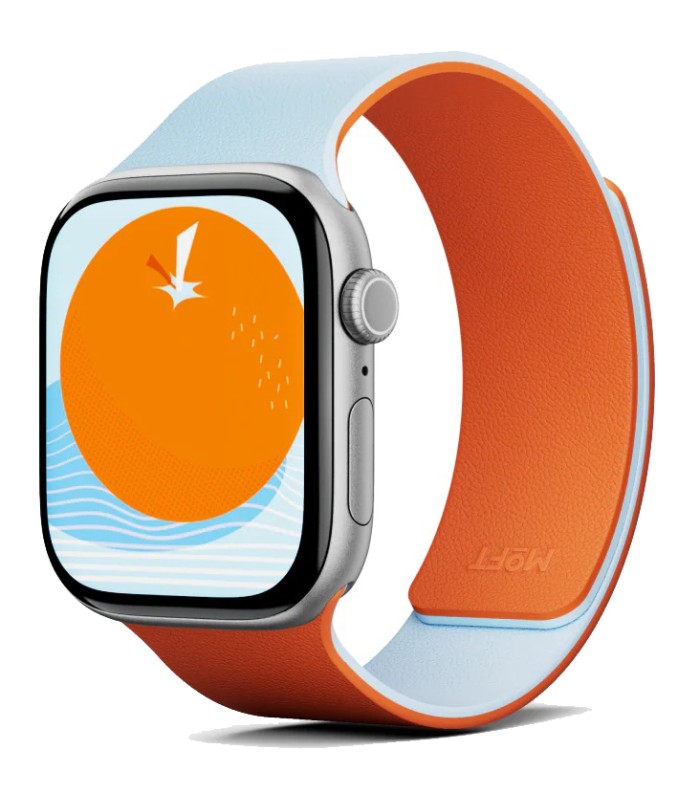 بند دورو اپل واچ مافت مناسب اپل واچ ۴۴, ۴۵, ۴۶, ۴۹ میلی‌متر مدل MOFT Snap Duo Watch Band - رنگ نیلی و نارنجی