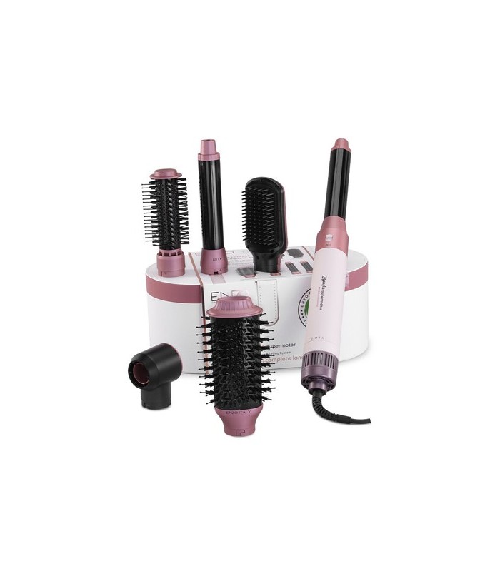 سشوار و حالت‌دهنده مو انزو مدل ENZO 6-in-1 Air Styler EN-4133 - رنگ سفید صورتی