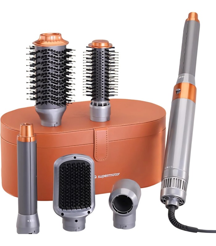 سشوار و حالت‌دهنده مو انزو مدل ENZO 6-in-1 Air Styler EN-4133 - رنگ نقره‌ای نارنجی