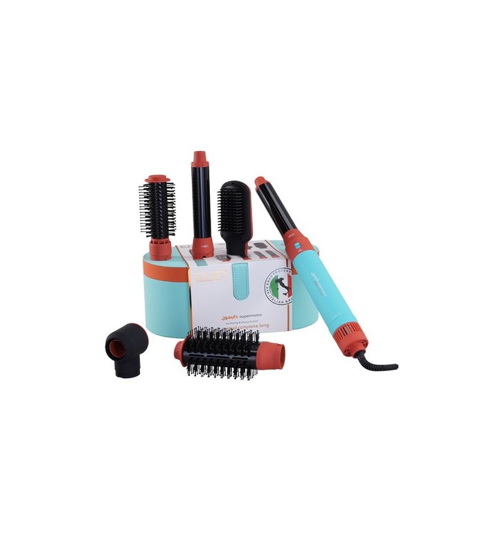 سشوار و حالت‌دهنده مو انزو مدل ENZO 6-in-1 Air Styler EN-4133 - رنگ فیروزه‌ای نارنجی