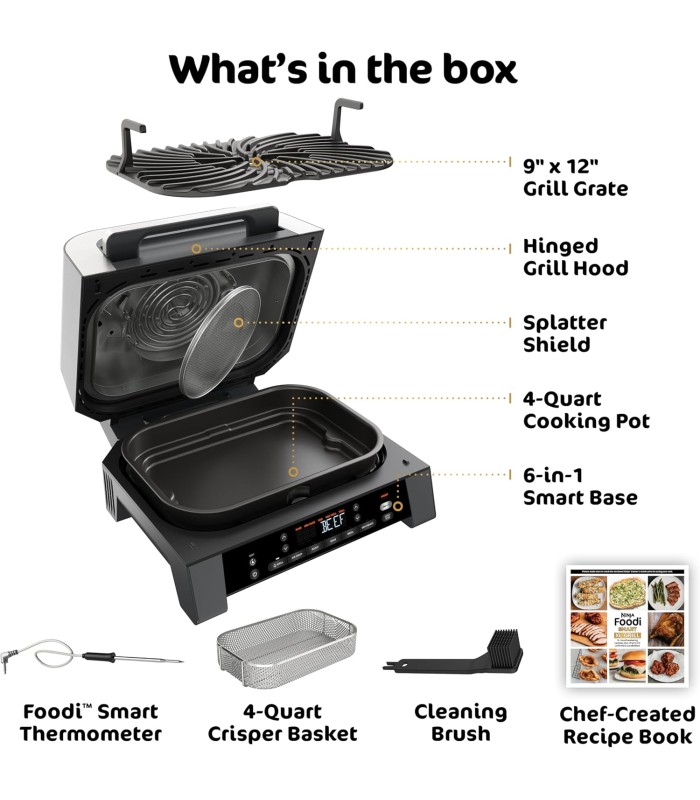 گریل و باربیکیو برقی نینجا مدل Ninja Foodi XL Indoor Grill and Air Fryer with Thermometer DG551