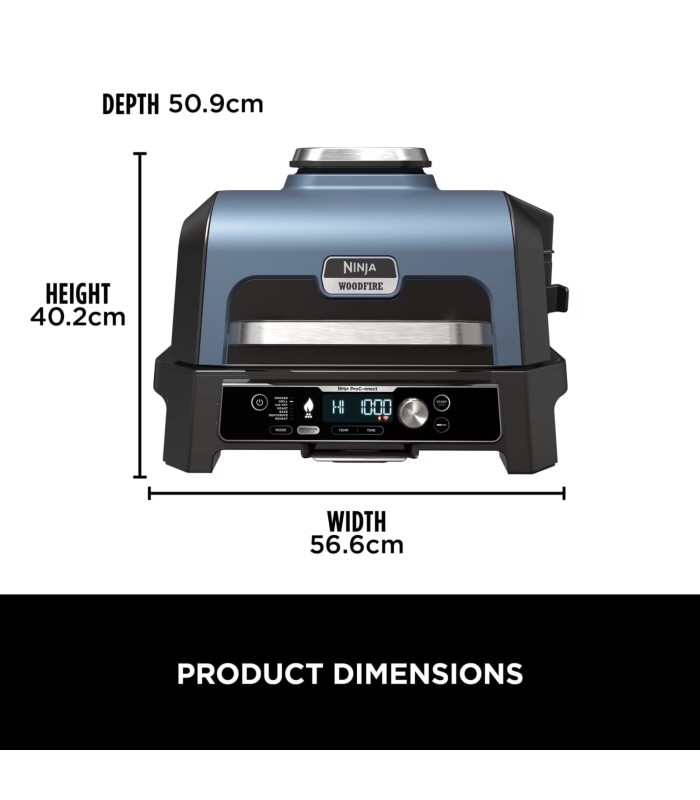 گریل و باربیکیو برقی نینجا مدل Ninja Woodfire Pro Connect XL Electric BBQ Grill & Smoker OG901