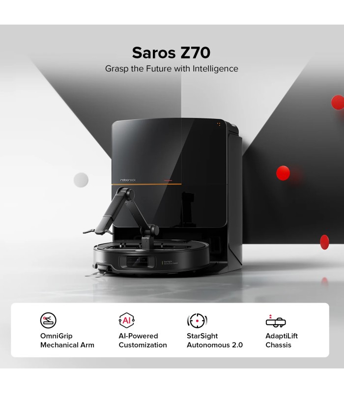 جارو رباتیک هوشمند روبوراک مدل Roborock Saros Z70 | رنگ مشکی