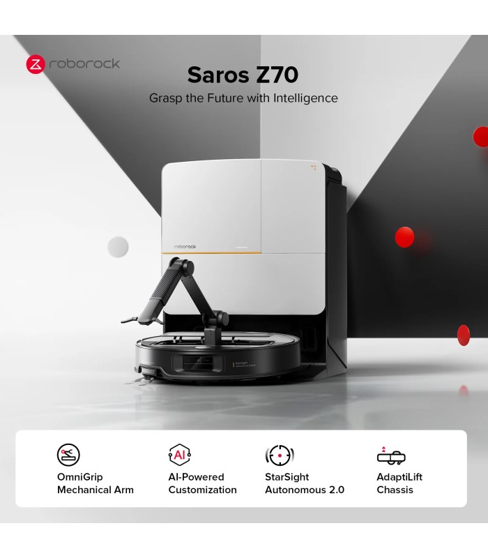 جارو رباتیک هوشمند روبوراک مدل Roborock Saros Z70 | رنگ نقره‌ای