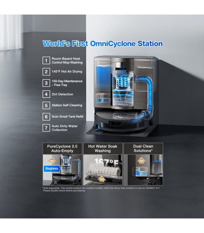 جارو رباتیک هوشمند اکووکس مدل ECOVACS DEEBOT X11 OmniCyclone | رنگ مشکی