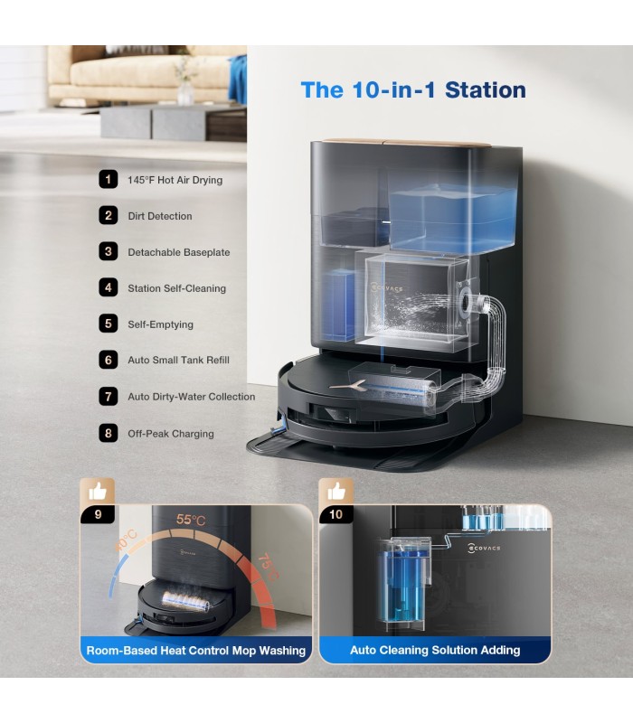 جارو رباتیک هوشمند اکووکس مدل ECOVACS DEEBOT X9 PRO OMNI | رنگ مشکی