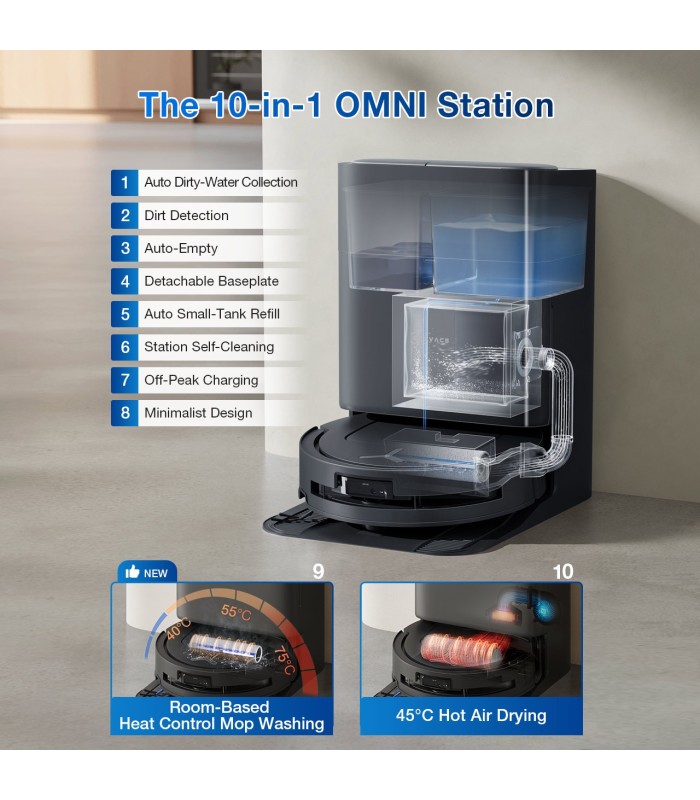 جارو رباتیک هوشمند اکووکس مدل ECOVACS DEEBOT T80 OMNI | رنگ سفید