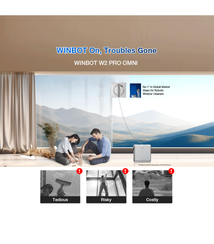 ربات شیشه‌شوی هوشمند اکووکس مدل ECOVACS WINBOT W2 PRO OMNI | رنگ سفید