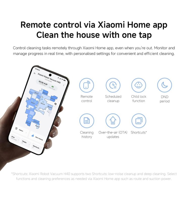 جارو رباتیک هوشمند شیائومی مدل Xiaomi Robot Vacuum H40 | رنگ سفید