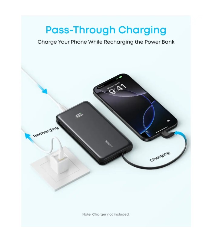 پاوربانک ۱۰ هزار انکر مدل Anker Zolo 10,000 mAh Power Bank A110D | رنگ مشکی