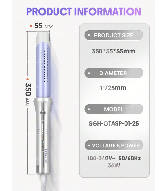 فر کننده مو شیگلم مدل Sheglam One Touch Airflow Styler Pro 1"/25mm | سایز ۲۵ میلی‌متر