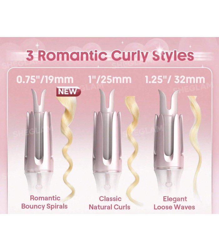 فر کننده مو شیگلم مدل Sheglam Cupid's Charm One-Touch Instant Curler 0.75"/19mm | سایز ۱۹ میلی‌متر