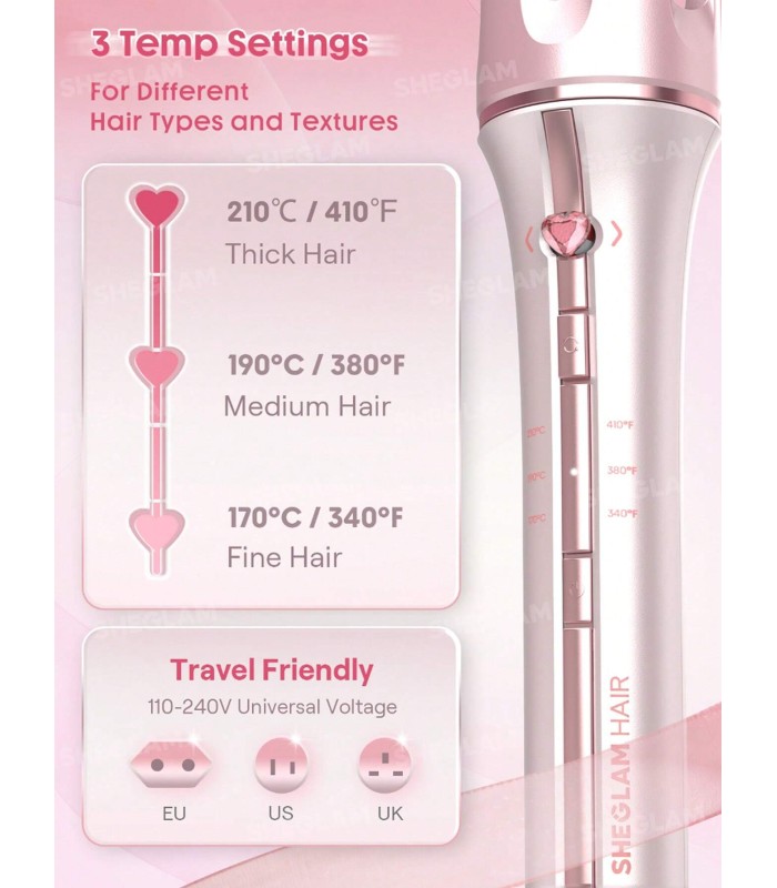 فر کننده مو شیگلم مدل Sheglam Cupid's Charm One-Touch Instant Curler 0.75"/19mm | سایز ۱۹ میلی‌متر