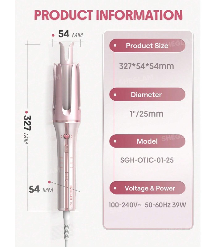 فر کننده مو شیگلم مدل Sheglam Cupid's Charm One-Touch Instant Curler 1"/25mm | سایز ۲۵ میلی‌متر