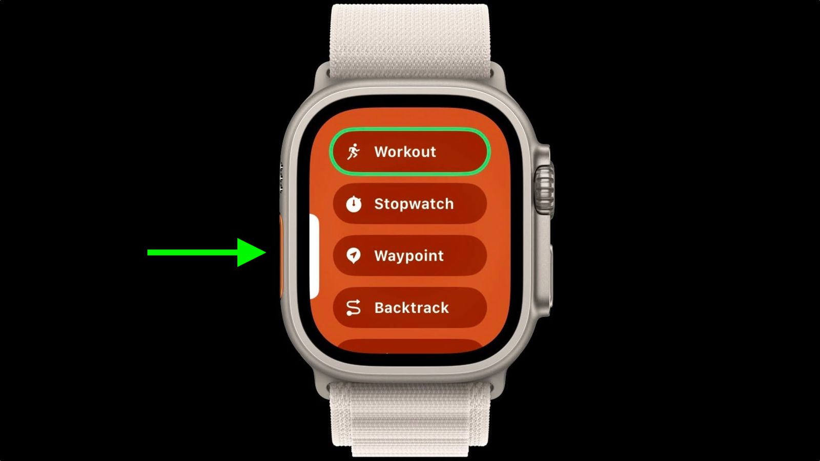 منوی دسترسی سریع اکشن باتن در اپل واچ اولترا