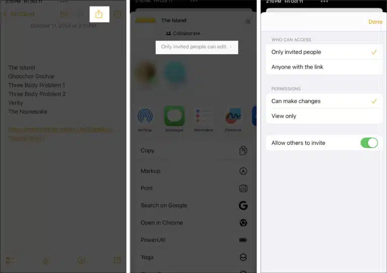 یادداشت اشتراکی در آیفون و آیپد