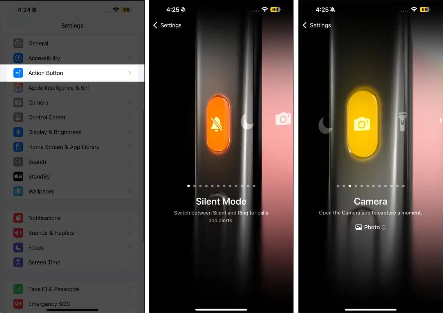 آموزش تنظیم دکمه اکشن باتن آیفون
