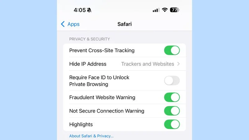 امنیت مرورگر سافاری در iOS 18.2