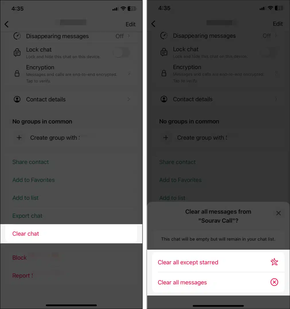 پاک کردن همه چت ها در واتسپ