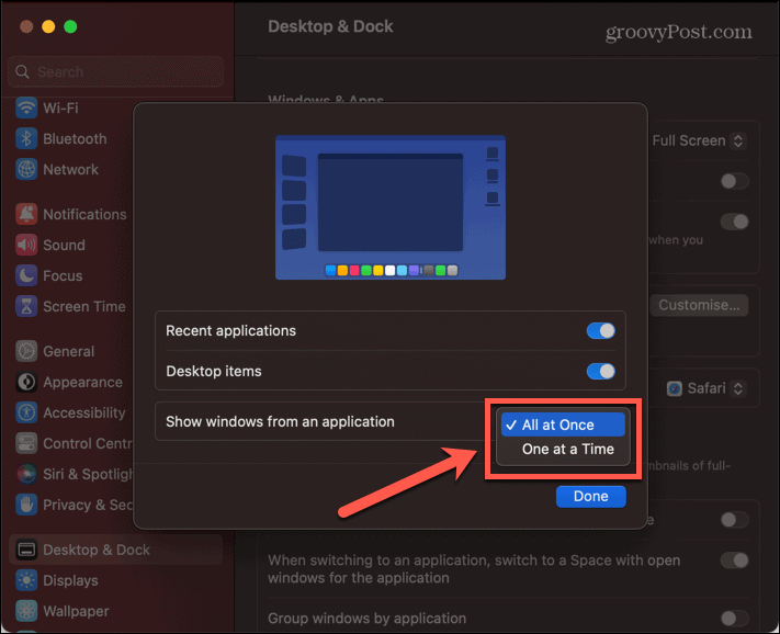 تنظیمات شخصی سازی Stage Manager در مک