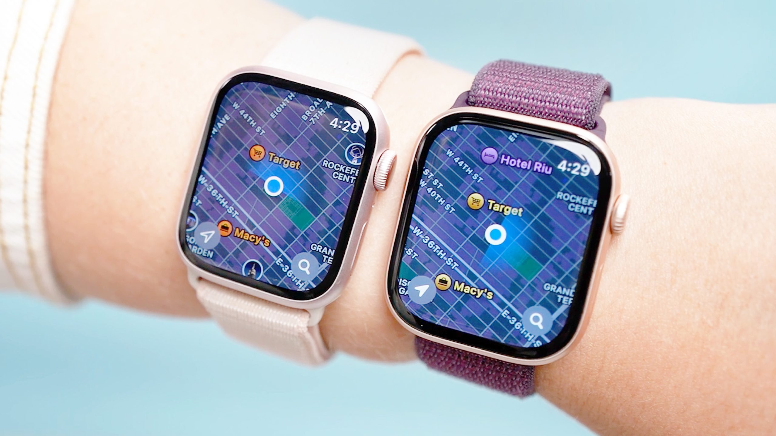 اپل واچ سری ۱۰ در کنار اپل واچ سری ۹ روی مچ دست