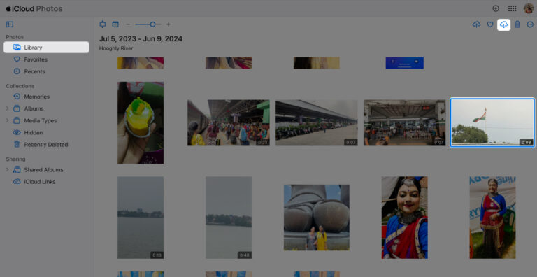 انتخاب عکس و فیلم‌ها برای دانلود از وبسایت آیکلاود
