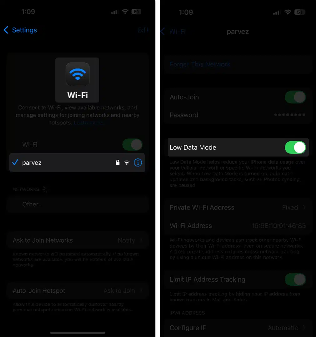 آموزش Low Data Mode شبکه وای فای در آیفون