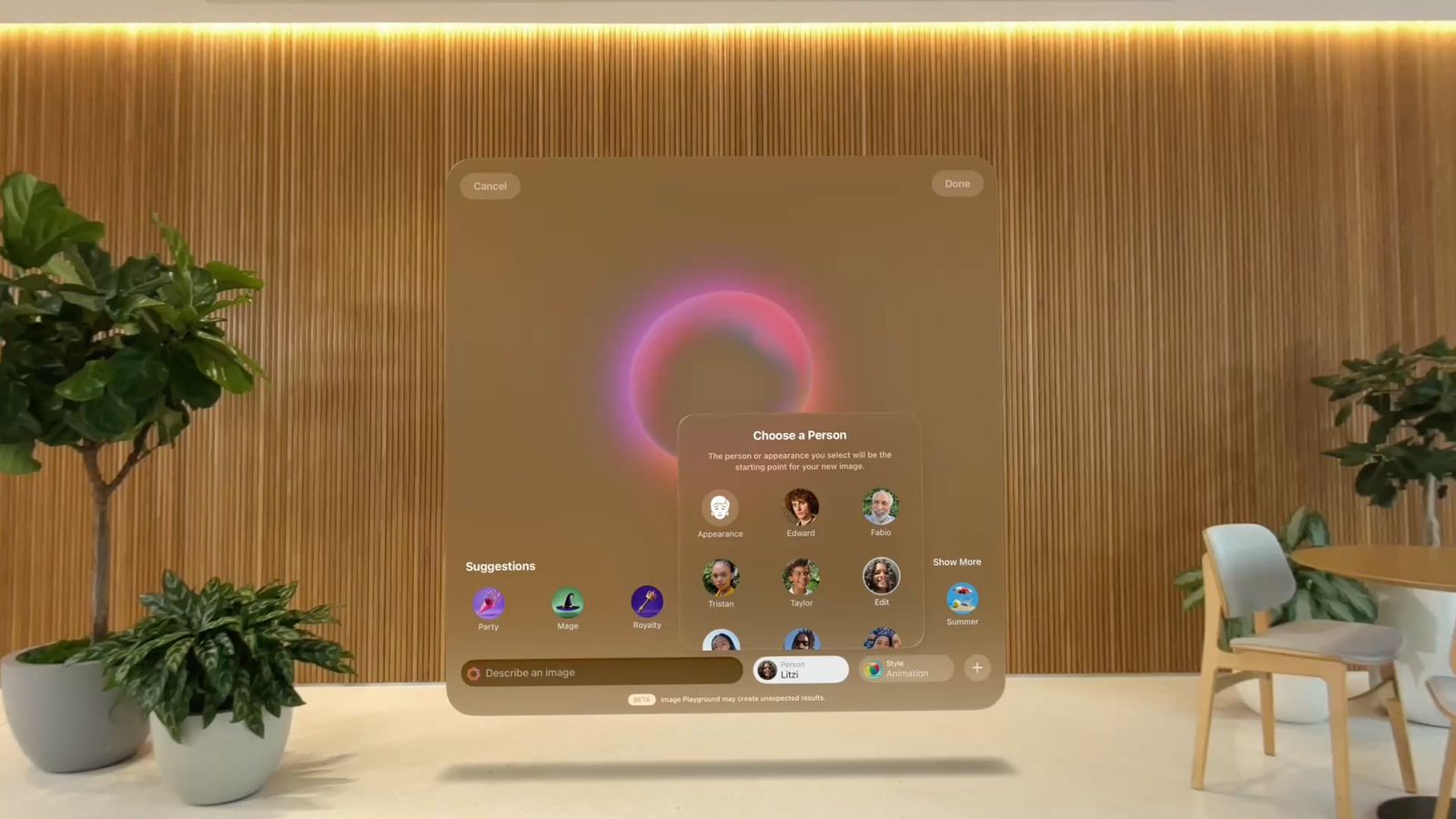 ظاهر شیشه مات در ویژن او اس